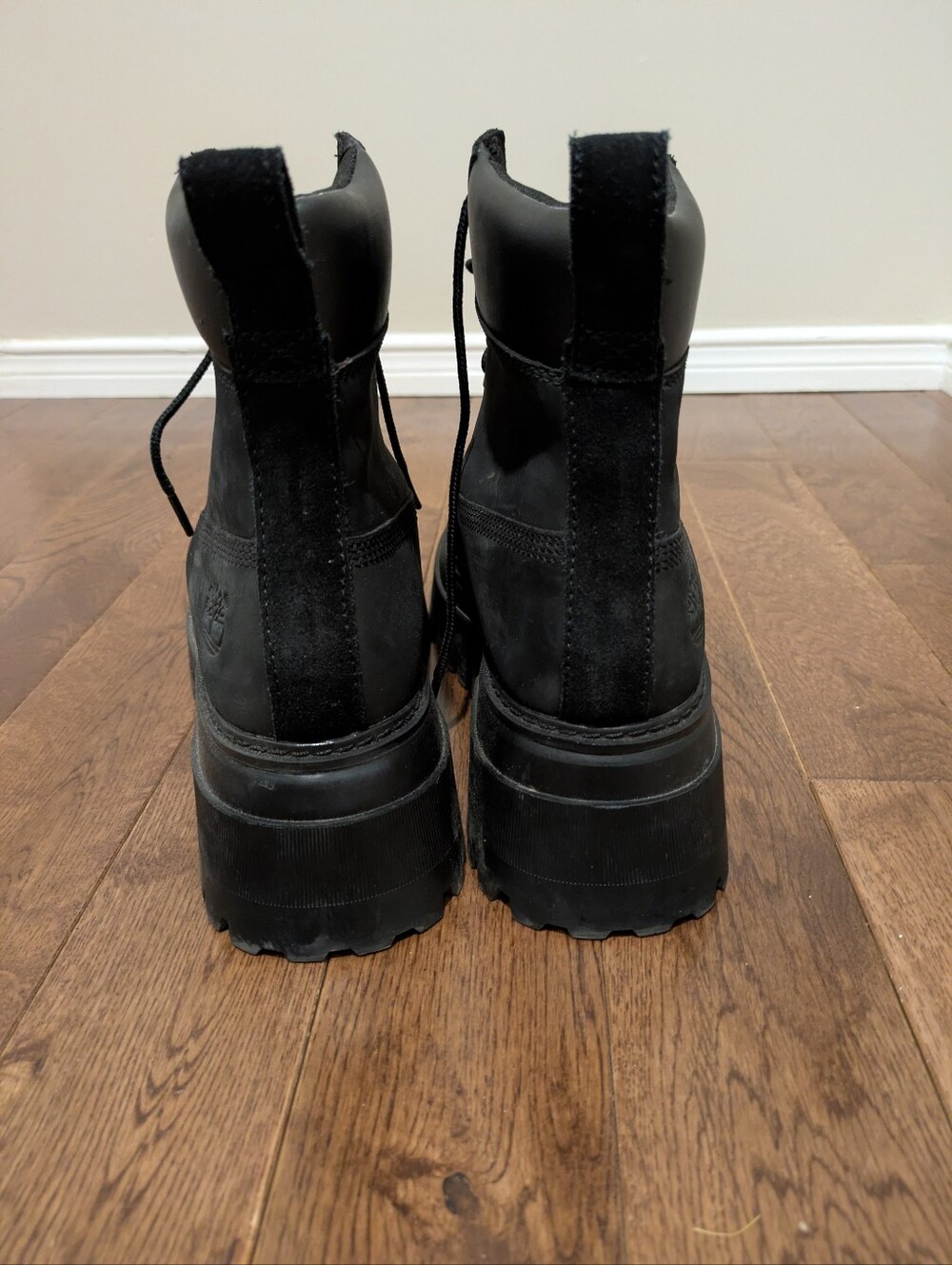 Timberland Stone Street Chunky Black Lace-Up Platform Boots Size 8 - Picture 3 of 4